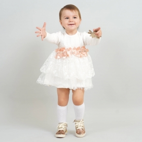 Кружевное Платье С Атласными Цветами Для Малышки