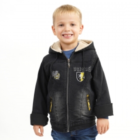 Джинсовая Куртка с Капюшоном на Меху Графитовая для Мальчика