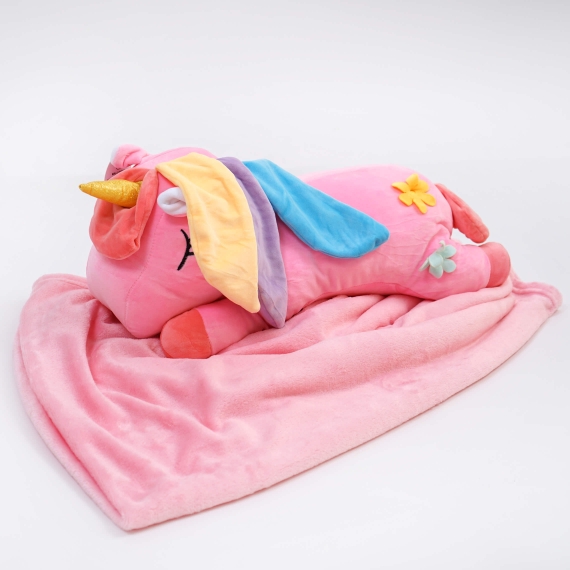 плед игрушка подушка единорог розовый